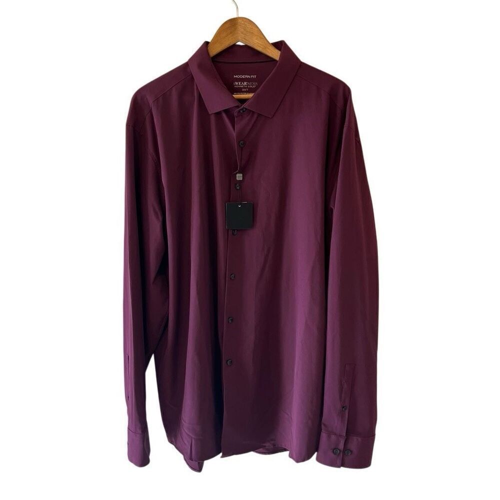 AWARENESS KENNETH COLE Modern Fit Performance Dress Shirt purple plum 3XT NWT